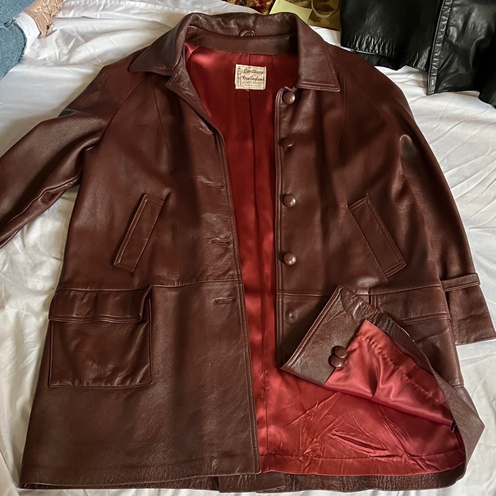 New England Sportswear Co. Women's Brown Leather Jacket/Car Coat. Fully Lined. - Picture 2 of 7